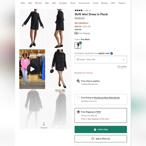 MADEWELL Erika Dress Shift Mini Dress Floral - Picture 8 of 8